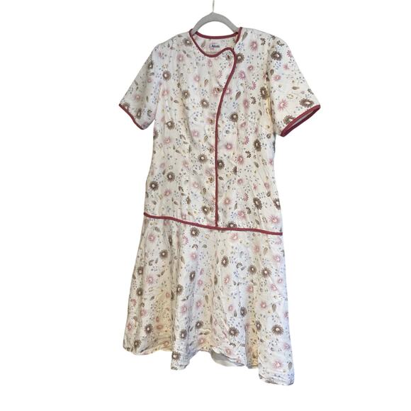 Vintage White Purple Floral Drop Waist Knee Length Kimono Silk Dress Size Medium - Picture 16 of 16